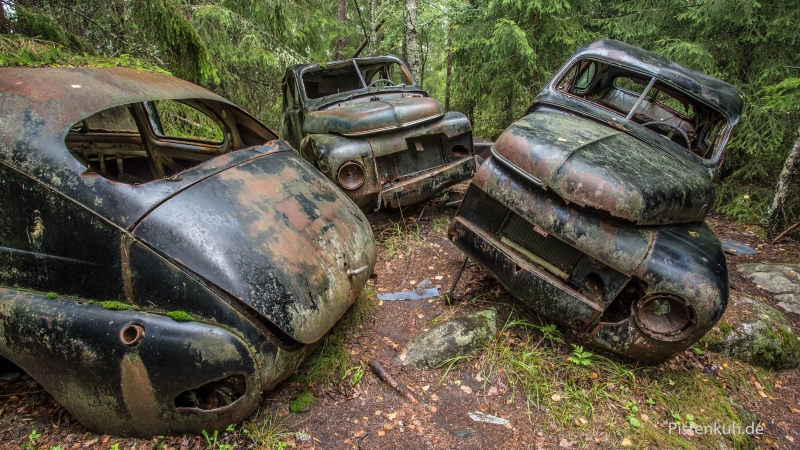 Kaputte Autos im Wald