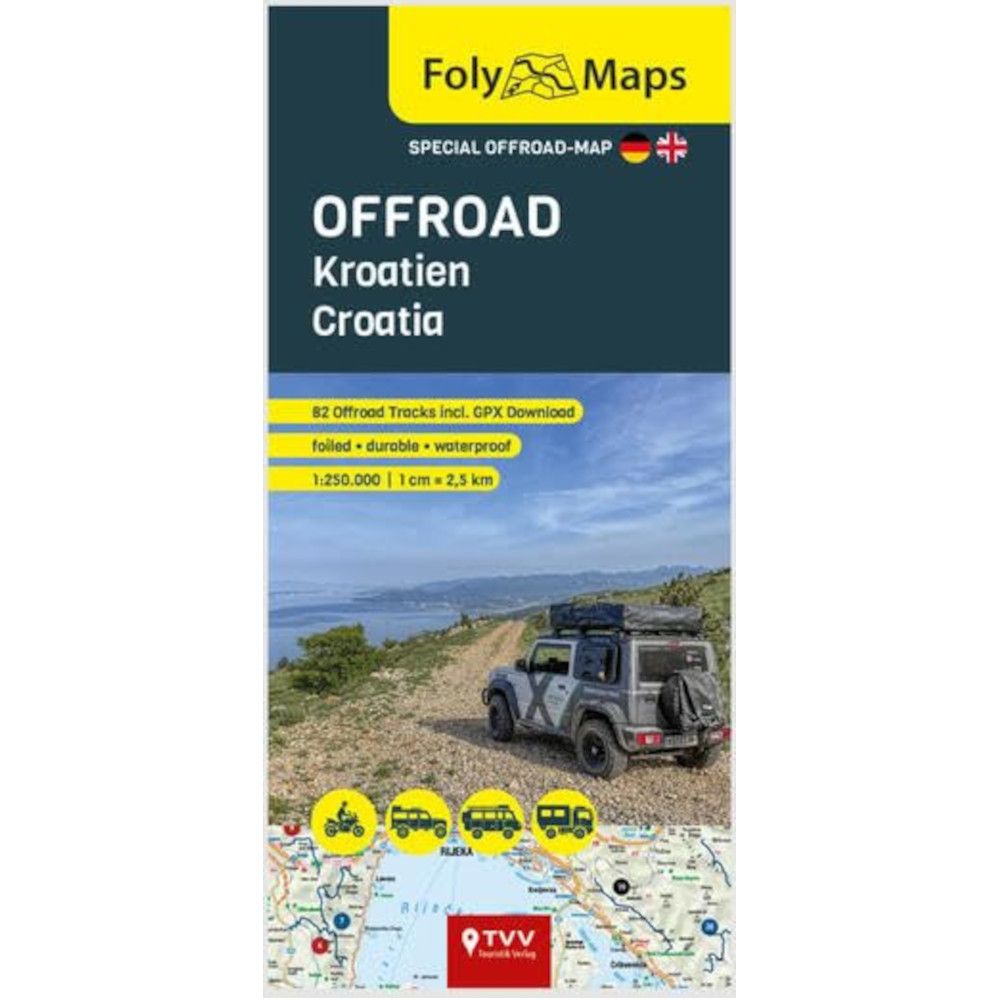 FolyMaps OFFROAD Kroatien 1:250 000: Spezialkarte mit 82 Offroad Pisten